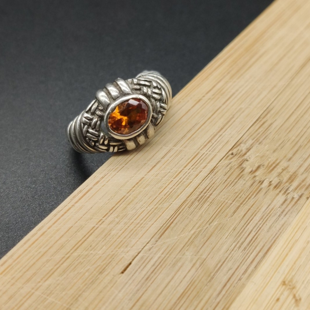 Citrine Stone Silver Ring